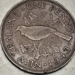 Coinoscope Market listing - 1943 new Zealand 1 penny, XF-45